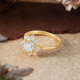 Round Brilliant Cut Moissanite Flower Style Engagement Ring
